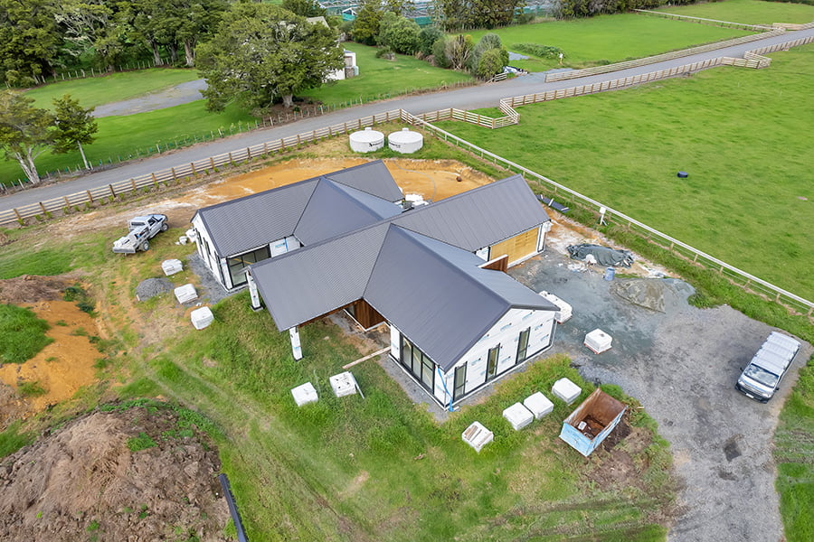 aerial shot of new build from Breckon Builders Whangarei