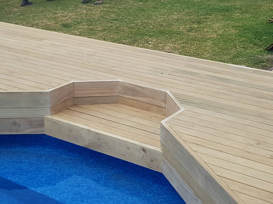 shaped decking around pool-carpentry services whangarei-Breckon Builders